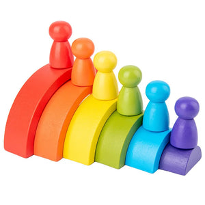 Wooden Rainbow Stacking Toy for Kids | Montessori Balance Blocks