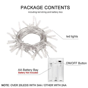 Waterproof Battery LED Christmas String Lights, 1.5m–10m Xmas Home Decorations