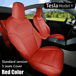 Tesla Model Y Juniper 2025–2026 Nappa Leather Seat Covers – Anti-Stain Interior Accessories