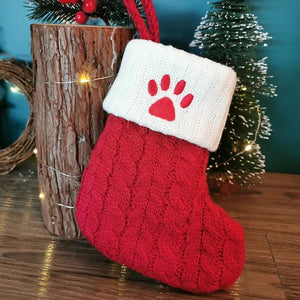 Personalized Christmas Stocking Ornaments, Knitted Tree Decorations with Snowflake Alphabet Letters