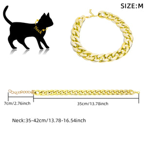 Premium Gold Chain Pet Collar – Adjustable Dog & Cat Necklace
