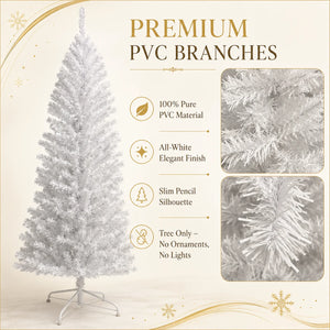 White Artificial Christmas Tree with Metal Stand