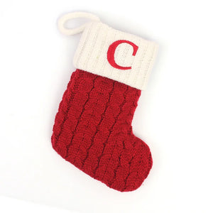 Personalized Christmas Stocking Boots, Knitted Xmas Tree Ornaments with Snowflake Letters