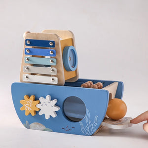 SEO Title: Montessori Wooden Ship Toy – Musical Sensory Learning Toy for Babies