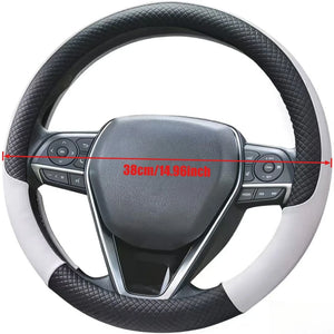 Universal Microfiber Leather Steering Wheel Cover – Anti-Slip, 38cm