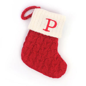 Personalized Christmas Stocking Boots, Knitted Xmas Tree Ornaments with Snowflake Letters