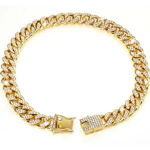 Diamond Cuban Chain Pet Collar – Stylish Metal Collar for Dogs & Cats