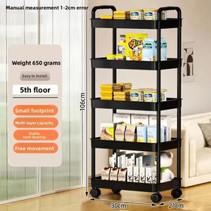 5-Tier Rolling Kitchen Storage Cart with Wheels – Multi-Purpose Organizer