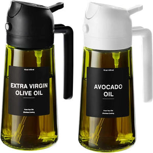 470ml Glass Oil Sprayer & Dispenser – 2-in-1 Cooking Bottle