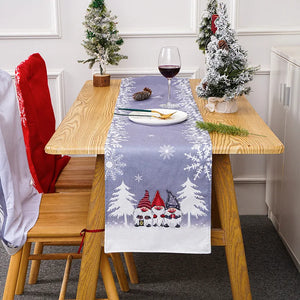Christmas Red & Gray Cartoon Tablecloth – Holiday Table Decor