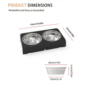 SEO Title: Adjustable Raised Dog Feeder with Double Stainless Steel Bowls