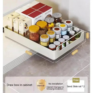 Pull-Out Kitchen Storage Rack with Sliding Rails – Metal Organizer