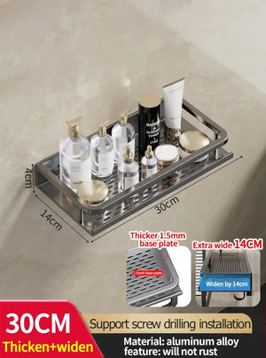Wall-Mounted Aluminum Bathroom Rack – Space-Saving Storage Shelf