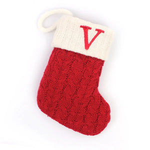 Personalized Christmas Stocking Boots, Knitted Xmas Tree Ornaments with Snowflake Letters