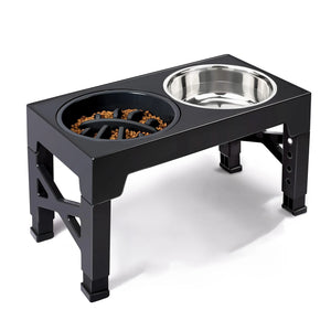 SEO Title: Adjustable Raised Dog Feeder with Double Stainless Steel Bowls