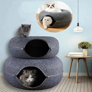 Interactive Cat Tunnel Bed & Felt Scratcher for Kittens