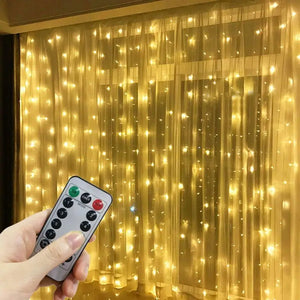 USB LED Fairy Curtain Lights with Remote – Christmas Decor