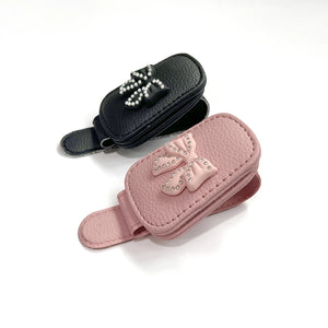 Pink Rhinestone Car Sun Visor Glasses Clip – Cute Bow Tie Holder