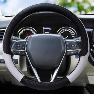 Universal Microfiber Leather Steering Wheel Cover – Anti-Slip, 38cm