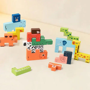 Wooden Montessori Animal Matching Puzzle – Educational 3D Toy for Kids