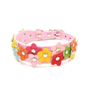 Floral PU Leather Pet Collar & Leash – Stylish Dog & Cat Set