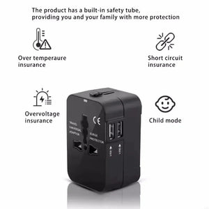 Universal Travel Adapter with Dual USB Ports