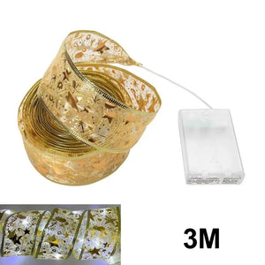 Christmas Ribbon Fairy Lights, DIY Bow String Lights for Xmas Tree Decor