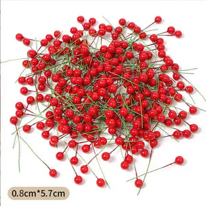 Mini Artificial Red Berries for Christmas Wreaths, DIY Floral Crafts & Home Decor