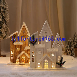Glowing Wooden Christmas House Decor