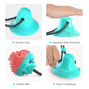 Interactive Dog Chew Ball Toy with Suction Cup & Teeth Cleaning