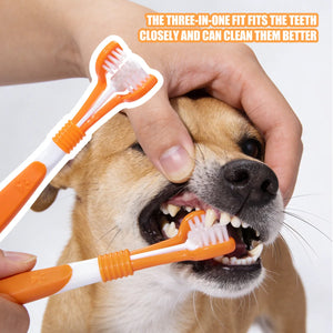 SEO Title: 3-Sided Pet Toothbrush for Dogs & Cats – Teeth Cleaning Tool