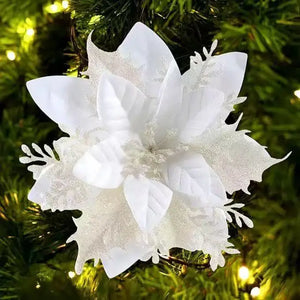 1–20pcs Glitter Artificial Christmas Flowers, Xmas Tree Ornaments & Holiday Decorations