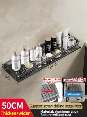 Wall-Mounted Aluminum Bathroom Rack – Space-Saving Storage Shelf