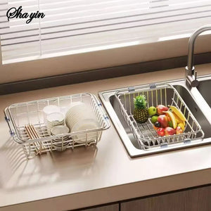 Stainless Steel Telescopic Sink Drain Rack Non-Slip Dish Drying Kitchen Bathroom Countertop Organizer Rack for Household UseStainless Steel Telescopic Sink Drain Rack Non-Slip Dish Drying Kitchen Bathroom Countertop Organizer Rack for Household Use