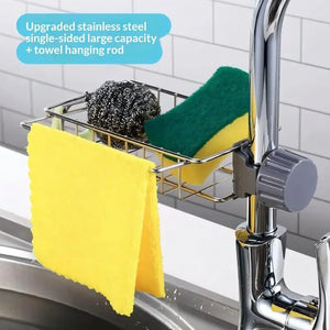 Stainless Steel Sink Organizer – Sponge, Soap & Towel Holder