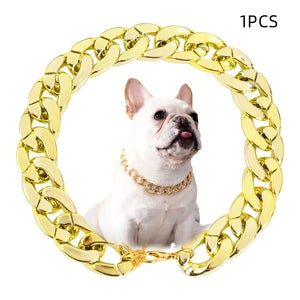 Premium Gold Chain Pet Collar – Adjustable Dog & Cat Necklace
