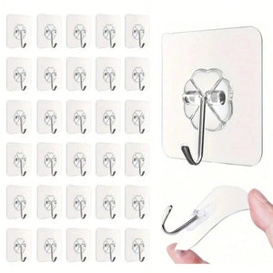 Transparent Self-Adhesive Wall Hooks for Kitchen & Bathroom
