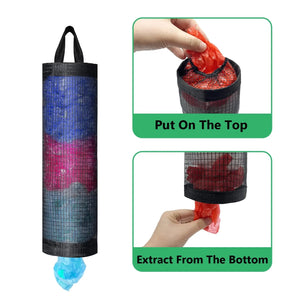 Wall-Mounted Plastic Bag Dispenser – Reusable Mesh Storage Organizer