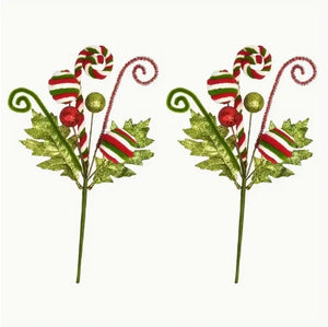 Christmas Flower Picks with Woolen Bells