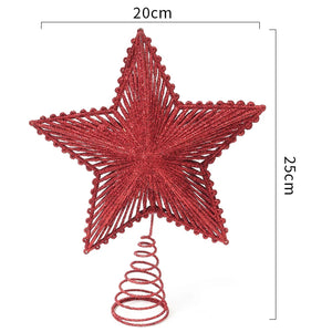 25cm Red Gold Glitter Star Christmas Tree Topper – Festive Decoration