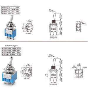 10PCS Mini Toggle Switch Set – 3Pin/6Pin ON-OFF Switches