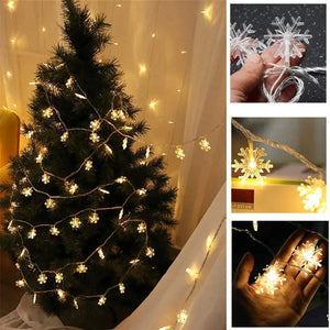 10/20/40 LED Snowflake String Lights, USB/Battery Powered Christmas Decorations