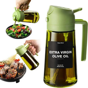 470ml Glass Oil Sprayer & Dispenser – 2-in-1 Cooking Bottle