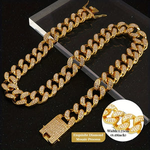Diamond Cuban Chain Pet Collar – Stylish Metal Collar for Dogs & Cats