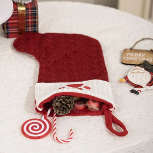 Personalized Christmas Stocking Boots, Knitted Xmas Tree Ornaments with Snowflake Letters