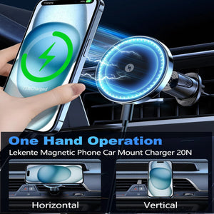 UYUXIO 15W Magnetic Wireless Car Charger & Air Vent Phone Holder for iPhone