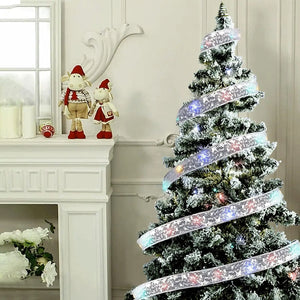 Christmas Ribbon Fairy Lights, DIY Bow String Lights for Xmas Tree Decor