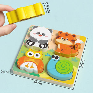 4-in-1 Wooden 3D Animal Puzzle – Educational Learning Toy for Kids