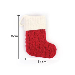 Personalized Christmas Stocking Ornaments, Knitted Tree Decorations with Snowflake Alphabet Letters