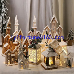 Glowing Wooden Christmas House Decor